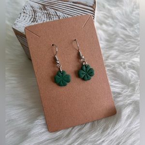 Green Four Leaf Clover Polymer Clay Earrings